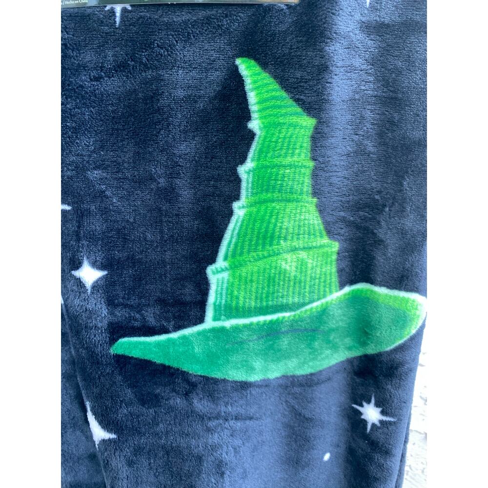 Wicked Soft Plush Throw Blanket 50x70 in | Elphaba Hat Glinda Crown Stars